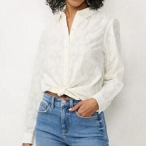 LC Lauren Conrad Textured Button Front Top